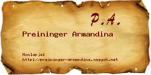 Preininger Armandina névjegykártya